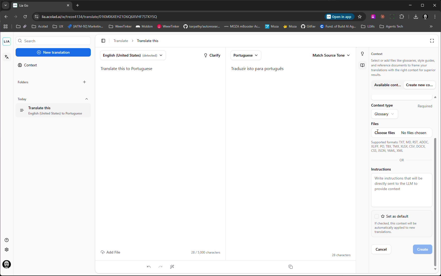 Context panel
