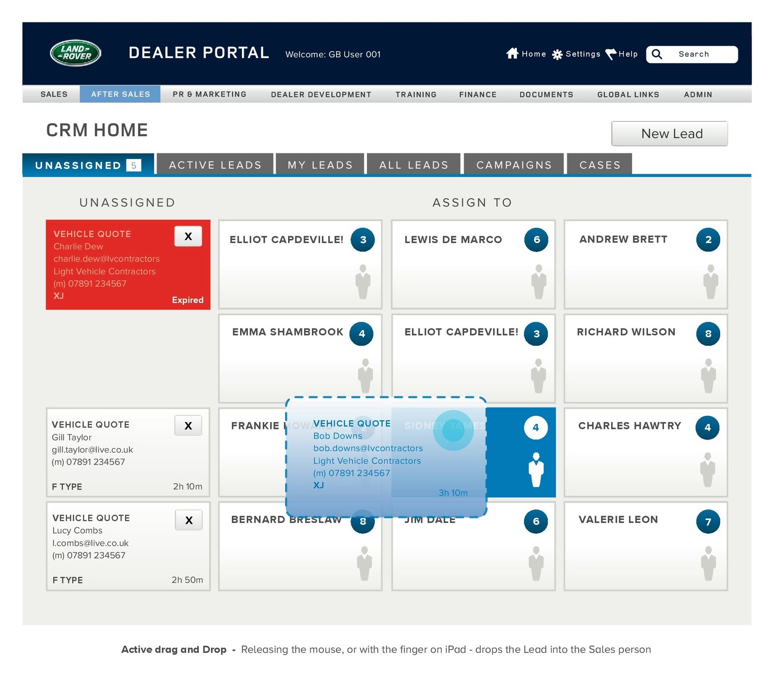 Land Rover Dealer CRM dashboard screen 4