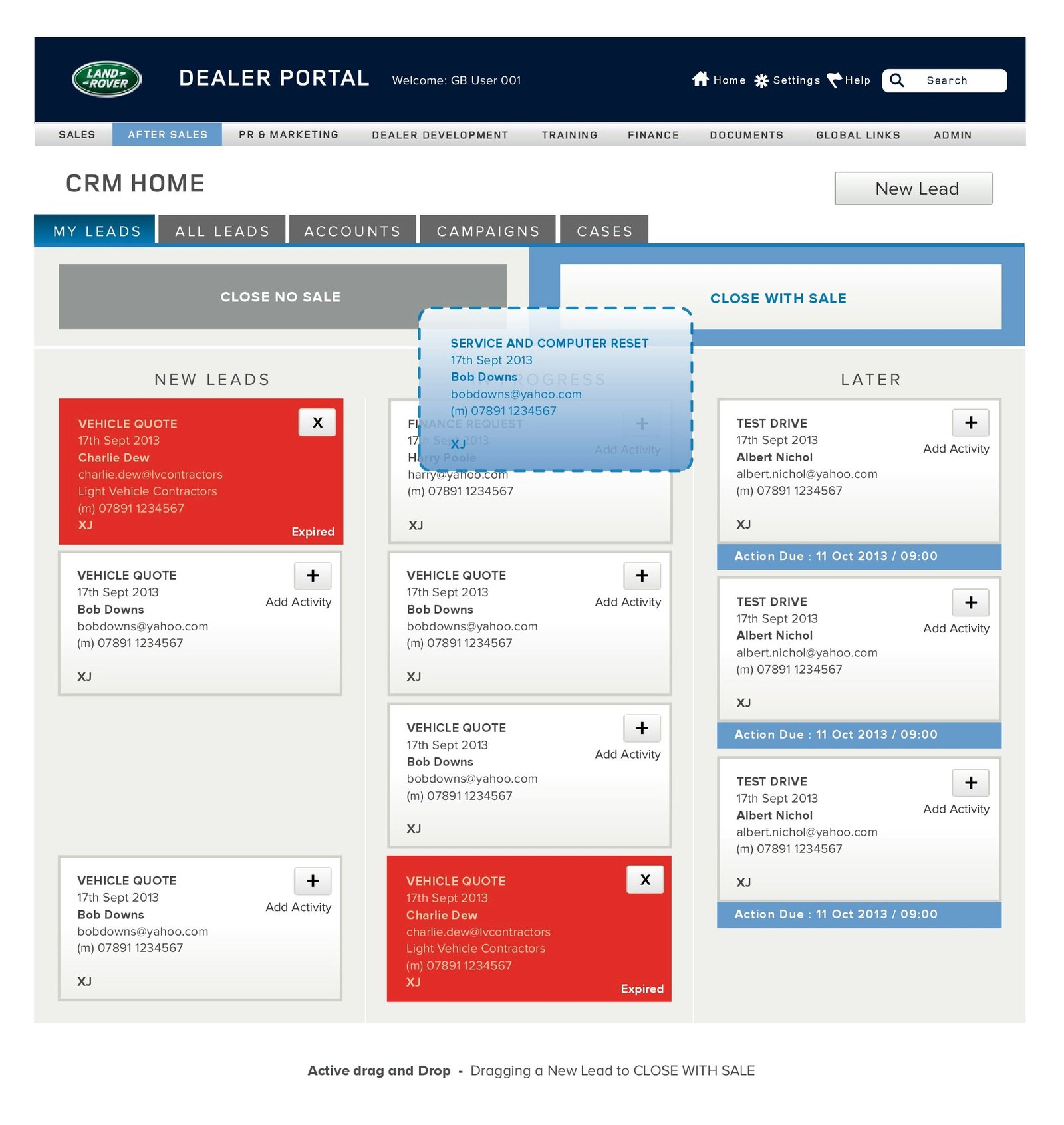 Land Rover Dealer CRM dashboard screen 10